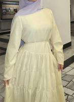 Robe YKD139 à jupe large jaune clair, collection haut de gamme printemps/été, vêtements musulmans islamiques haut de gamme, hijabs
