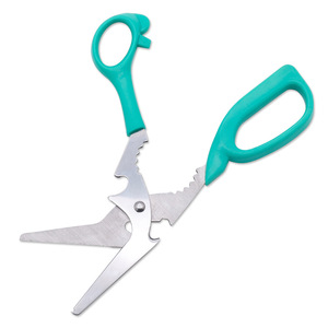 <b>Kitchen</b> <b>Scissors</b> Stainless Steel Green Elbow Shape Multi Purpose For Cutting Vegetables And Opening Cans - Product Image 2