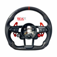 Volante Deportivo S-Line WRR de 4 Radios con LED, Fibra de Carbono y Cuero Negro para Audi A1 A3 A4 A5 A6 A6L A7