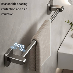 Porte-serviettes mural pour salle de bain - Étagère de rangement murale pour salle de bain <span class=keywords><strong>sans</strong></span> perçage - Porte-serviettes simple barre pour salle de bain - Product Image 2