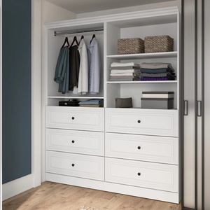 Armoire ouverte modulaire moderne sur mesure avec étagère réglable en panneau MDF mélaminé, design shaker à double bord, petit placard <span class=keywords><strong>d</strong></span>'<span class=keywords><strong>entrée</strong></span> - Product Image 1