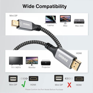 Câble 8K <span class=keywords><strong>Mini</strong></span> <span class=keywords><strong>DP</strong></span> vers HDMI Compatibilité 8K/60Hz 4K/120Hz Moniteur d'ordinateur Projecteur Ordinateur Portable Multimédia PS4/5 - Product Image 2