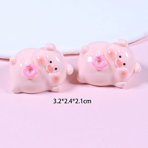 Gran oferta estilo <span class=keywords><strong>Kawaii</strong></span> 3D Artificial Rosa cerdo gordo diseño resina cabujones Elf Props - Product Image 5