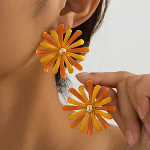 Pendientes con forma de fuegos artificiales, pendientes de flor de sol con gota de aceite para mujer, joyería - Product Image 3