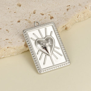 <span class=keywords><strong>Verve</strong></span> moda infantil 304 Acero inoxidable francés amor etiqueta corazón colgante DIY collar accesorios joyería - Product Image 4