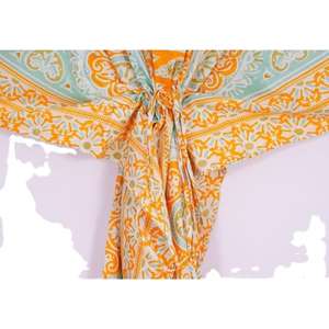 Caftán de Algodón de Alta Calidad para Mujer, Estampado Indio, Estilo Dulce, Natural, Ecológico, Holgado, Informal, para Verano, Precio al por Mayor - Product Image 5