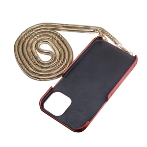 Funda de Piel Auténtica de Primera Calidad con Correa de Metal para el Cuello, Estilo Croco <span class=keywords><strong>Dile</strong></span>, con Ranuras para Tarjetas, para iPhone 12 - Product Image 3