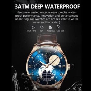 POEDAGAR 803 Montres à quartz en cuir tendance Offre Spéciale Montre pour homme Montre-bracelet étanche tendance Globe Cadran automatique Calendrier Montre-bracelet - Product Image 4