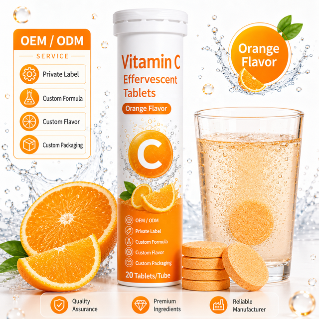Vitamin C Effervescent Tablets 1000mg Orange Flavor Dietary Supplement for Daily Wellness OEM Private Label
