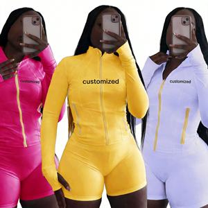 Ensemble short 2 pièces pour femme, logo personnalisé, coton, tenue <span class=keywords><strong>de</strong></span> sport, fitness, yoga, survêtement, vêtements <span class=keywords><strong>de</strong></span> sport décontractés d'été, vêtements <span class=keywords><strong>de</strong></span> gym, OEM - Product Image 3