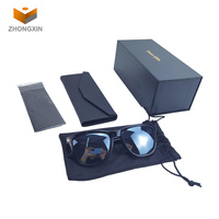 Luxus Custom Gold Logo Black Cardbpard Verpackung Versand kartons für Ledertasche für Sonnenbrillen Magnetische Geschenk box