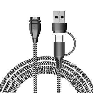 Câble de chargement 2 en 1 USB Type-C pour <span class=keywords><strong>Garmin</strong></span> Forerunner 570 970 <span class=keywords><strong>Fenix</strong></span> 8 7 <span class=keywords><strong>Pro</strong></span> <span class=keywords><strong>6</strong></span> 7X 7S Venu Fast Nylon Tressé Watch Charger Cord - Product Image 1