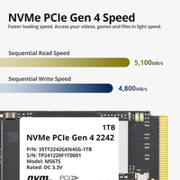 SSD Internal M.2 2242 NVMe 1TB Laris Manis, PCIe3.0 Kecepatan Tinggi untuk Desktop & Laptop