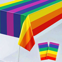 Lot de 2 nappes jetables en plastique arc-en-ciel, 54 x 108 pouces, résistantes aux taches, imperméables, pour décorations de fête d'anniversaire ou de bébé