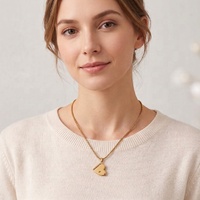 Collier pendentif cœur en acier inoxydable, lettre d'amour à personnaliser, gravure laser, plaqué or 18 carats, cadeau commémoratif pour couple