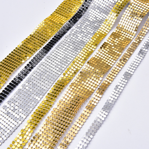 3Mm Aluminum Mesh Fabric Trim Sparkly Metal <strong>Sequin</strong> Hotfix Ribbon Tape Black Silver Gold Rhinestones Bridal Applique Diy Bags <strong>Bra</strong> - Product Image 4