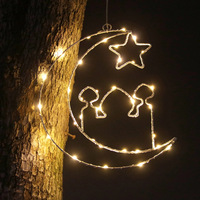 Guirlande lumineuse LED RUIYI Eid Mubarak, lumière chaude, étanche, en fer forgé, lune, étoile, château, piles AA, intérieur/extérieur, Ramadan