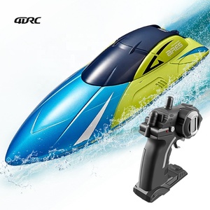 Bateau RC miniature haute vitesse 4DRC S4 2.4G pour enfants, 4 canaux, double hélice, télécommande, avec avertissement de batterie faible et lumières LED - Product Image 1