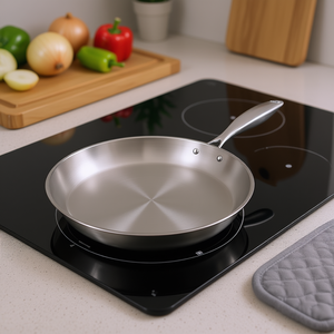 Padella in acciaio inox da 36 cm compatibile con l'induzione con manico per cucinare - Product Image 2