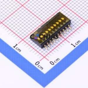 THS110 DIP Switch SMD-20P,5.4x14.3mm Switch Flat Toggle, Groove Type Single Pole Single Throw 10 1.27mm - Product Image 1