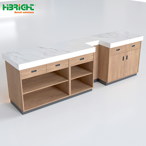 Comptoir de service en bois Highbright avec plateau en marbre pour supermarché et épicerie - Product Image 1