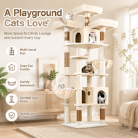 Paradis intérieur de luxe pour chats : Arbre à chat en bois multi-niveaux, tour d'escalade anti-basculement, condo stable pour chats avec coussin en peluche douce