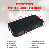 JumpBooster Portable 10400mAh 12V Batterie de démarrage d'urgence pour voiture, Power Bank, Démarreur de voiture avec charge Type-C
