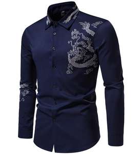 ชุดเดรสแฟชั่นแขนยาวสำหรับผู้<span class=keywords><strong>ชาย</strong></span>, <span class=keywords><strong>เสื้อ</strong></span>ปักลายมังกรทรงสลิมฟิตเสื้อสำหรับไปงานปาร์ตี้ - Product Image 4