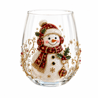 Verre à vin sans pied en verre de Noël avec motif de chaussette en film cristal 3D, pour boissons de Noël, eau et lait, vente en gros