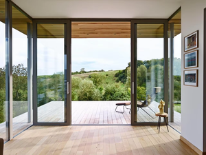 Puerta Corredera de Vidrio Templado Aislante de Doble Capa, Minimalista y Contemporánea, con Marco Estrecho, para Patio o División Interior - Product Image 4