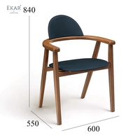 EKAR Lyra Chaise de salle à manger de luxe moderne en bois massif avec accents en cuir véritable pour la maison, l'hôtel et la villa.