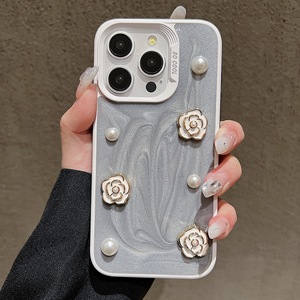 3D long lanh sao ngọc trai cung Laser Tim Kim Cương nhựa Epoxy trường hợp điện thoại cho <span class=keywords><strong>iPhone</strong></span> 16 15 14 13 12 Pro Trắng xám nền Bìa - Product Image 5