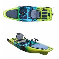 Kayak monoplace en HDPE de 286 cm, kayak de pêche modulaire en 2 parties avec système de propulsion à pédales Penguin, siège en métal et pagaie