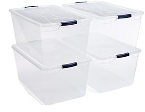 New Design 50L Injection-Molded <b>Rectangle</b> Clear Plastic Transparent Clothing Storage Box with Wheels - Product Image 1