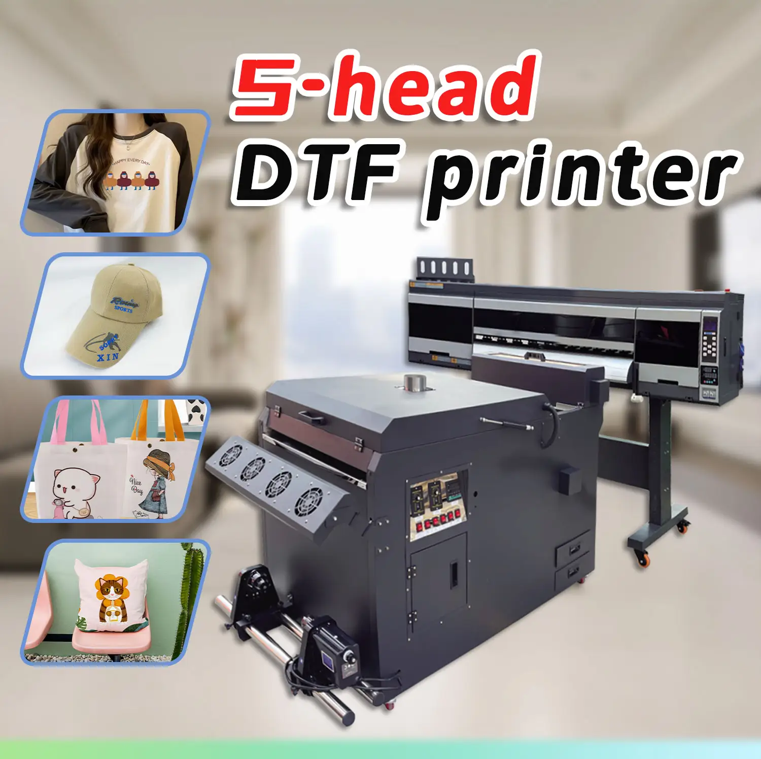 Hersteller 60 cm Dtf Drucker mit Pulvers chüttler Automatischer A1 Großformat-Dtf-Drucker Rolle zu Rolle
