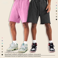 Shorts décontractés vintage à cordon de serrage pour couple, en coton épais, style rétro, marque ancienne, 405G2026, été