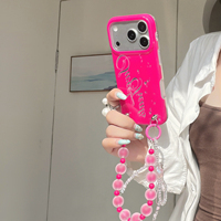 Coque de téléphone rose vif brillante tendance pour iPhone 18 Pro Max 17 16 15, motif lettres argentées « Sweet Treats », antichoc