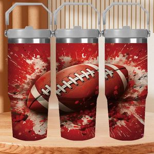 Vaso Térmico de Acero Inoxidable de 30oz con Aislamiento al Vacío, Diseño Graffiti Béisbol, Asa y Salpicaduras de Pintura Vintage, Taza de Viaje, Regalo Perfecto - Product Image 1