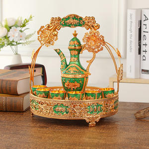 Ensemble de verres à vin en alliage d'<span class=keywords><strong>or</strong></span> vintage de luxe avec plateau, style arabe, décoration de <span class=keywords><strong>table</strong></span> haut de gamme pour la maison, le bureau, les mariages - Product Image 6