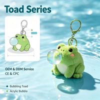 Porte-clés en peluche grenouille soufflant des bulles personnalisé, porte-clés grenouille à bulles en acrylique