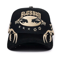 Cappelli BAEZ G5 di Qualità con Logo Ricamato 3D, Visiera Curva in Camoscio, Cappellini Regolabili a 5 Pannelli, Berretti da Baseball Neri 31