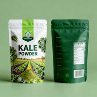 Sachet refermable personnalisé en matériau recyclé GRS à 30 % avec trou de suspension, emballage alimentaire de qualité alimentaire, pour poudre de chou frisé biologique