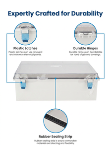 QITAI TE-AT-3546 Scatola di derivazione industriale in plastica PC ABS impermeabile IP66 con coperchio trasparente e chiusure a cerniera - Product Image 3