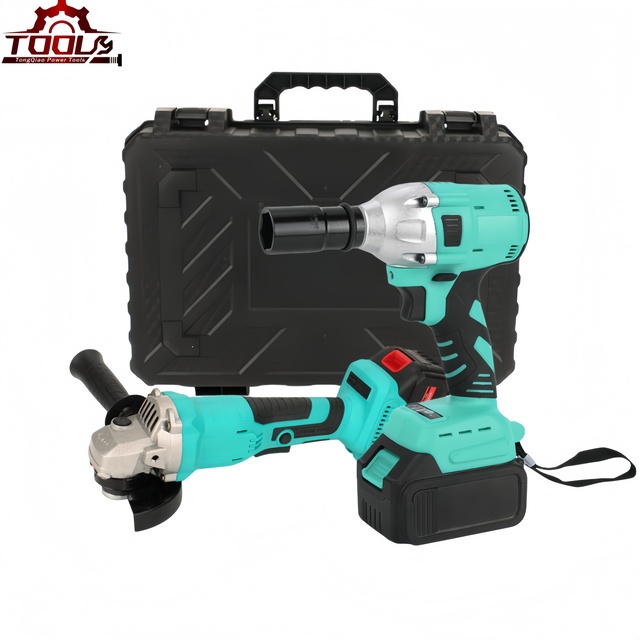 2pcs Power Tools Sets Combo Combination Tool Set Mulit-purpose Electric Impact Wrench and Brushless Lithium-Ion Angle Grinder