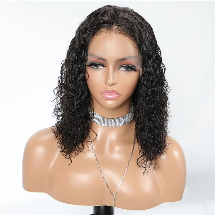 Ready To Ship 12 Inch Brazilian Deep Curly 13*4 Lace Front Wigs Human Hair Bob Glueless Wigs With Baby Hair In Stock