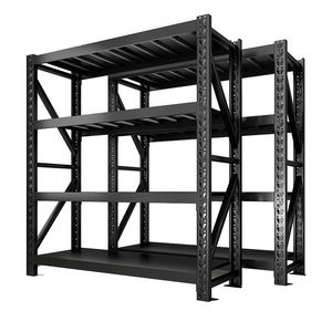Heavy-Duty 4 Storey Black Bolt Garages Estantes de almacén de plástico de acero ensamblados a medida Estantes apilables contra la corrosión - Product Image 1