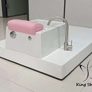Bain de pieds de massage <span class=keywords><strong>professionnel</strong></span> plate-forme de pédicure en bois blanc bol de pédicure avec 7 couleurs Led baignoire spa pour pieds - Product Image 1