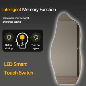 Miroir moderne et élégant à écran tactile intelligent à LED Miroir d'habillage irrégulier sans cadre à grand mur - Product Image 6