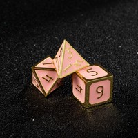 Ensemble de dés polyédriques en métal émaillé or rose, 7 pièces, dés RPG D&D pour les jeux de rôle sur table Dungeons & Dragons