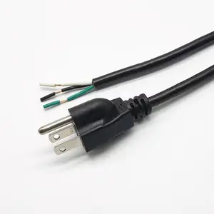 Kabel kawat tembaga PVC hitam dan putih, Set kabel lampu daya 2 PIN EU US dengan saklar tangan kabel ekstensi ujung laki-laki AC